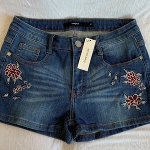 Francesca's Jean Shorts with Red Flowers